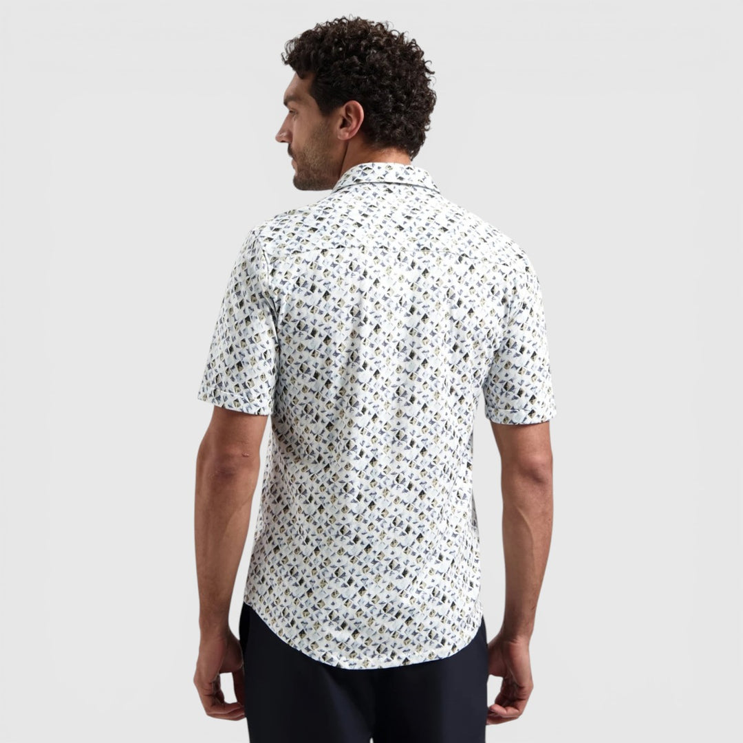 31440283SN-030 No Excess Overhemd Korte Mouw Jersey met All-Over Print Blue