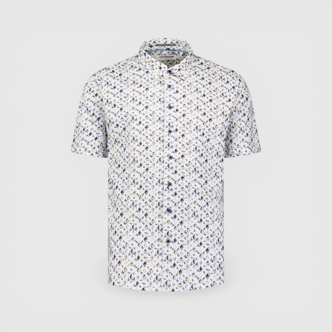 31440283SN-030 No Excess Overhemd Korte Mouw Jersey met All-Over Print Blue