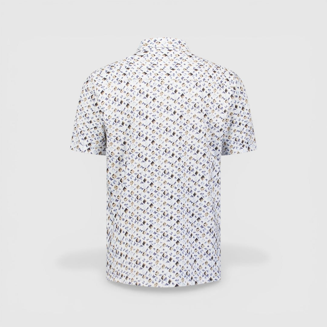 31440283SN-030 No Excess Overhemd Korte Mouw Jersey met All-Over Print Blue