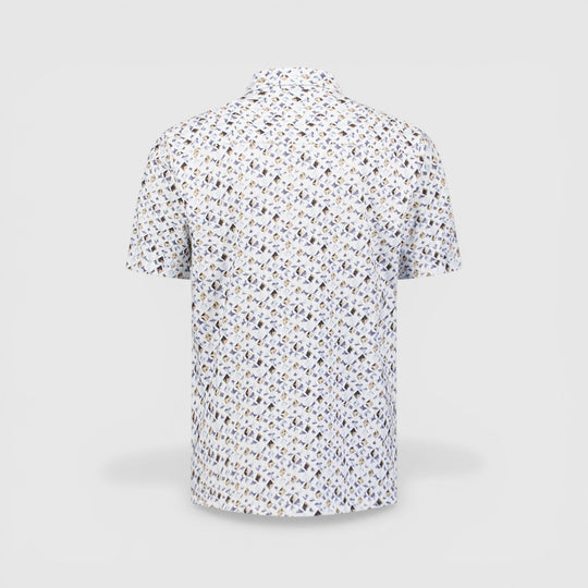 31440283SN-030 No Excess Overhemd Korte Mouw Jersey met All-Over Print Blue