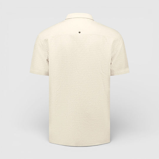 31460333-045 No Excess Overhemd met Korte Mouwen in Uni Jacquard Desert / Ecru