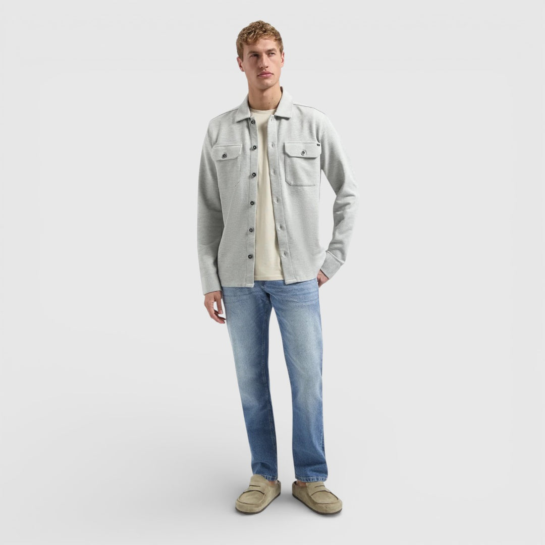 31580144-102 No Excess Overshirt Jersey Twill Grey Melange