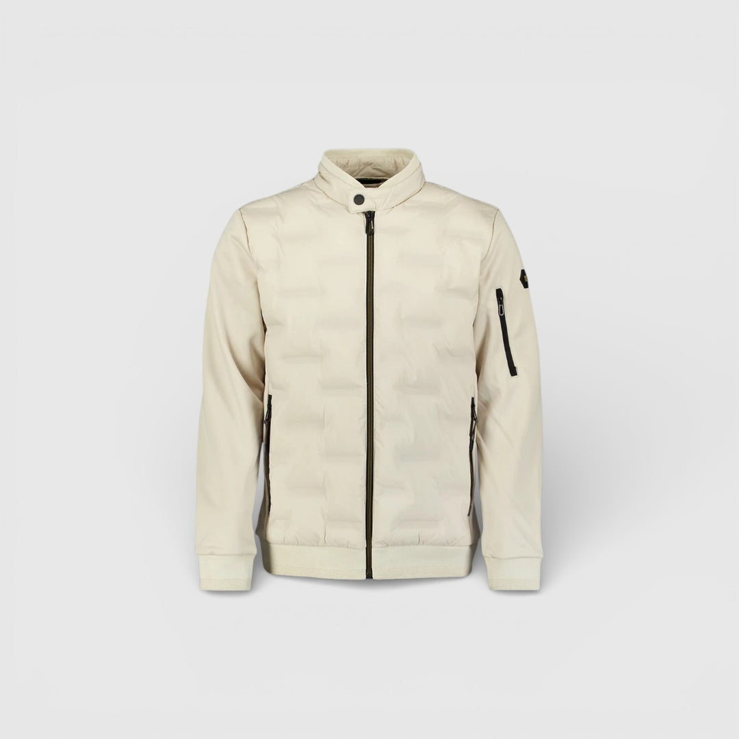 31630119-014 No Excess Zomerjas Korte Fit in Sealed Knitted Mix Stone