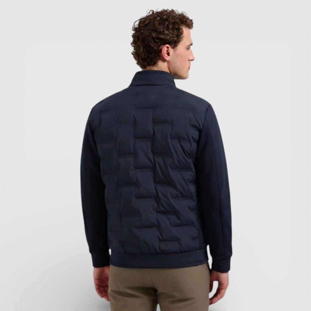 31630119-078 No Excess Zomerjas Korte Fit in Sealed Knitted Mix Night / Donkerblauw