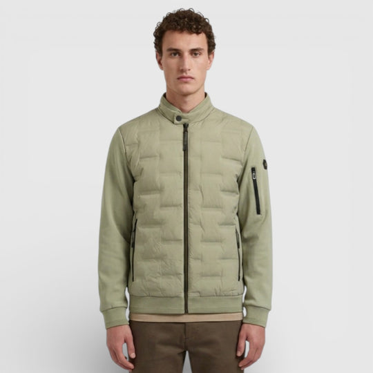 31630119-177 No Excess Zomerjas Korte Fit in Sealed Knitted Mix Light Army