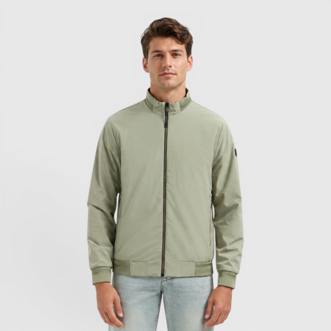 31630210-177 No Excess Zomerjas Lichtgewicht Met Geribde Kraag Light Army / Groen
