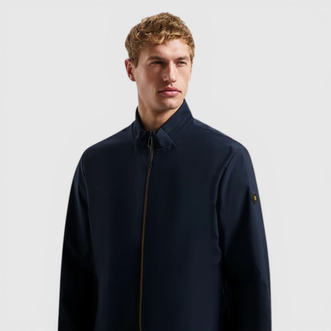 31630210-078 No Excess Zomerjas Lichtgewicht Met Geribde Kraag Night / Donkerblauw