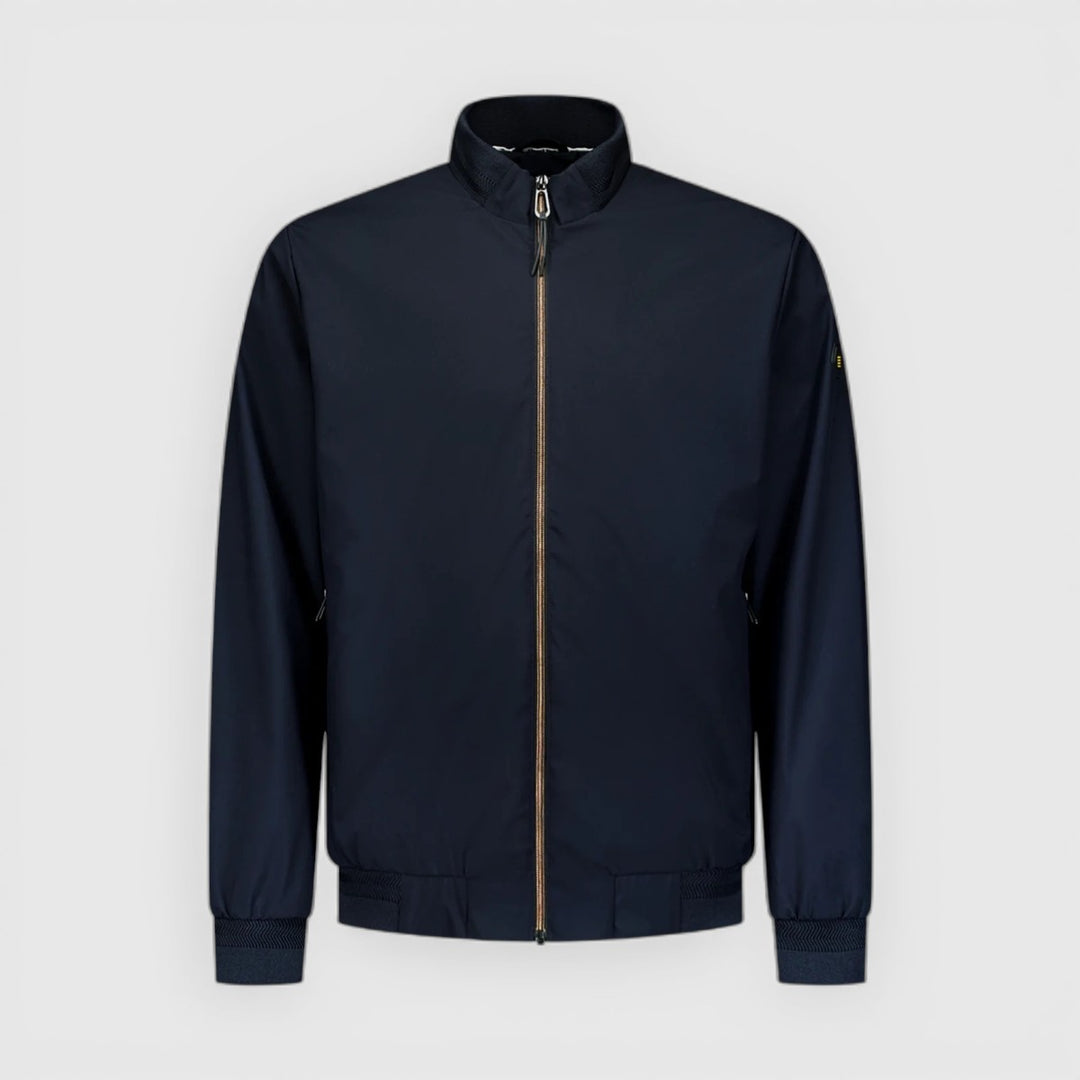 31630210-078 No Excess Zomerjas Lichtgewicht Met Geribde Kraag Night / Donkerblauw