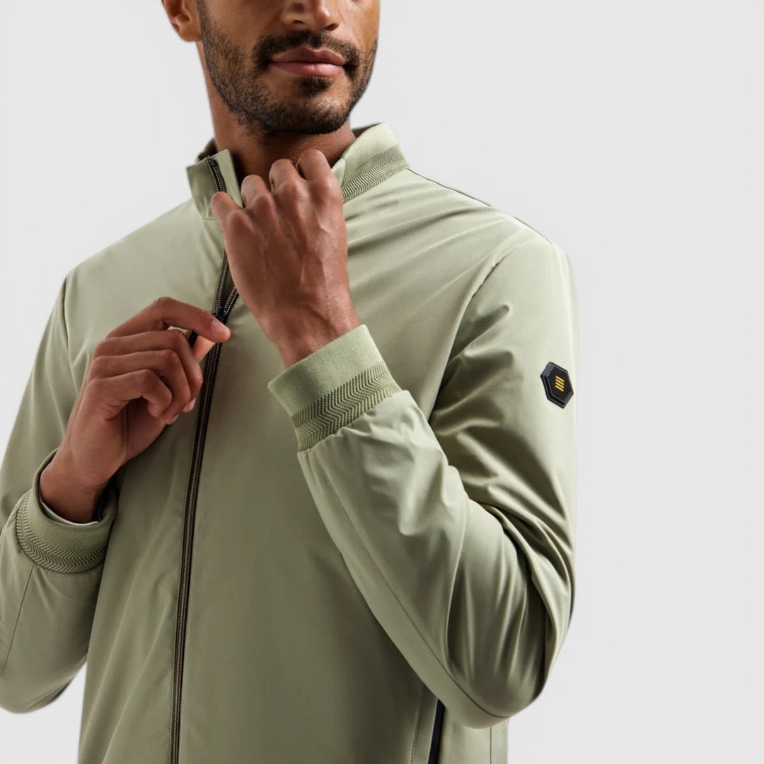 31630210-177 No Excess Zomerjas Lichtgewicht Met Geribde Kraag Light Army / Groen