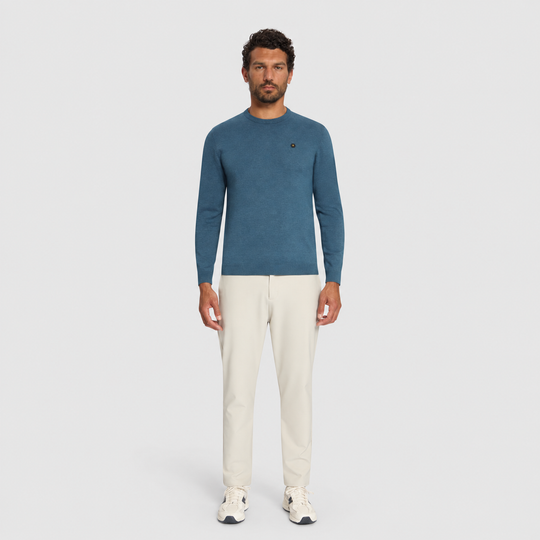 No Excess Melange Jumper trui in Shadow Blue / Grijsblauw, modelfoto volledig aanzicht, afbeelding 3