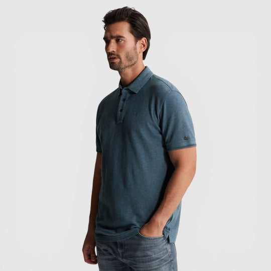 CPSS2604864-9117 Cast Iron Polo Popcorn Jersey Melange Turbulence / Blauw