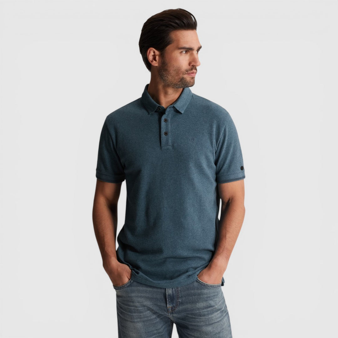CPSS2604864-9117 Cast Iron Polo Popcorn Jersey Melange Turbulence / Blauw