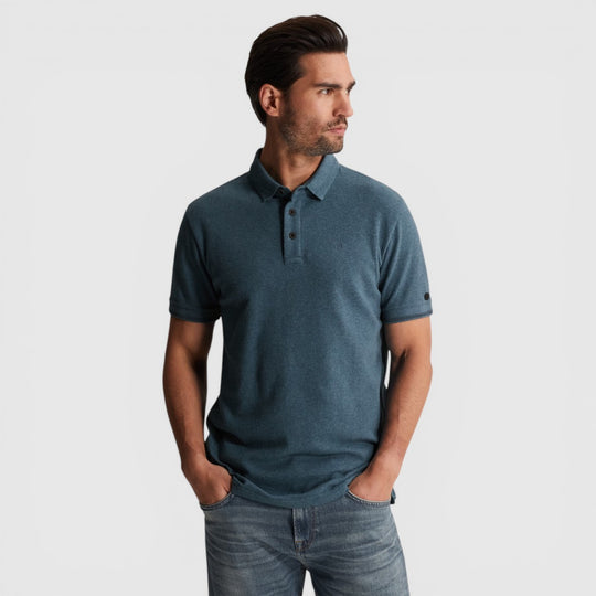 CPSS2604864-9117 Cast Iron Polo Popcorn Jersey Melange Turbulence / Blauw