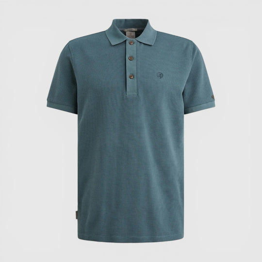 CPSS2604889-5414 Cast Iron Polo Regular Fit Two-Tone Waffle Oceanview / Blauw