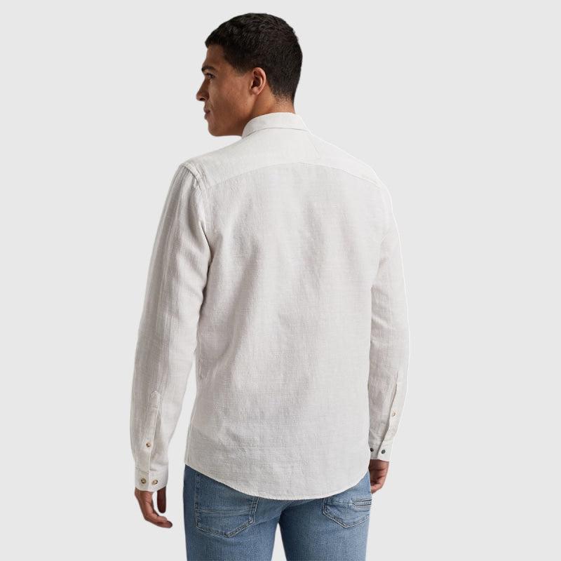 csi2404260-7002 shirt cotton linen dobby cast iron overhemd snow white back