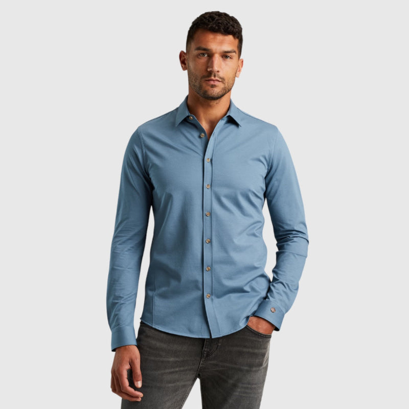 Cast Iron Long Sleeve Shirt Twill Jersey 2 Tone M Overhemd