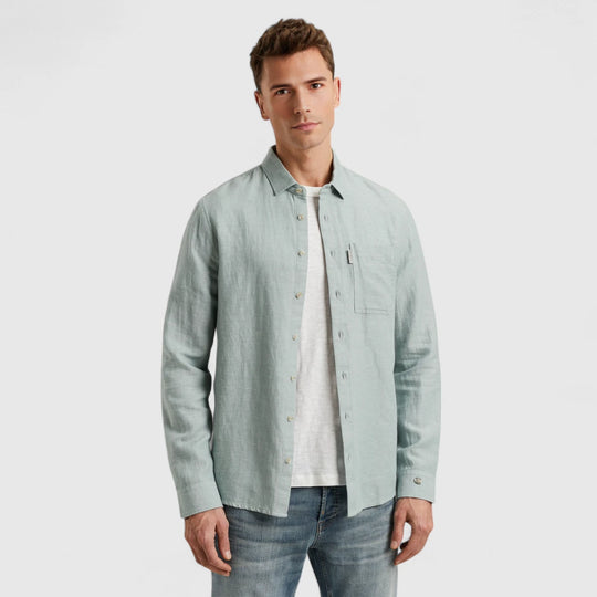 CSI2504264-5225 Cast iron Shirt Cotton Linen Twill Slate/ Blue