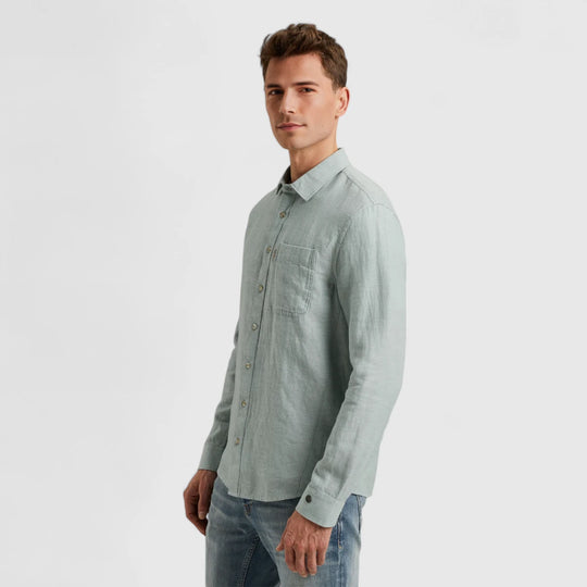 CSI2504264-5225 Cast iron Shirt Cotton Linen Twill Slate/ Blue