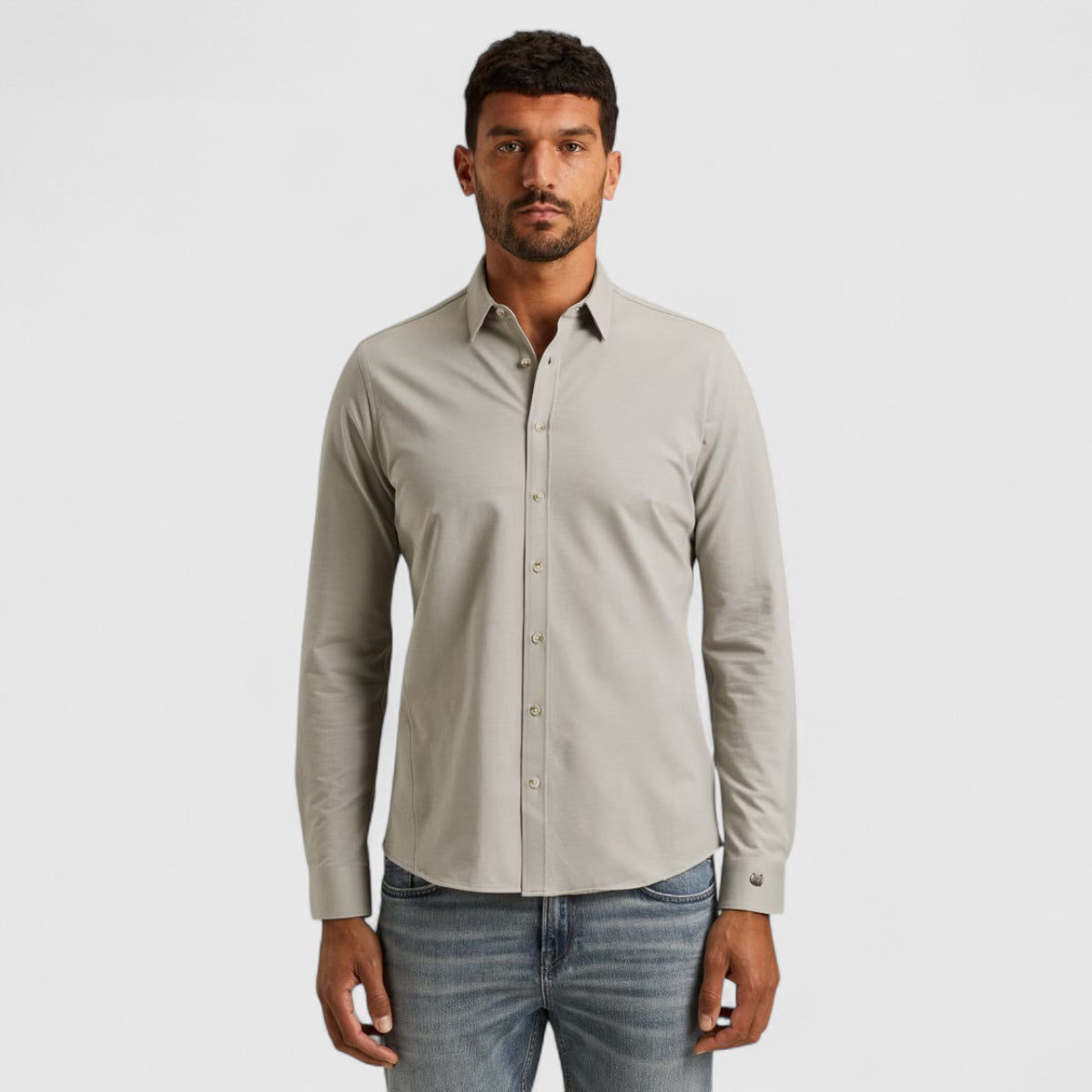 CSI2510250-9031 Cast iron Shirt Twill Jersey 2 Tone Drizzle / Grijs