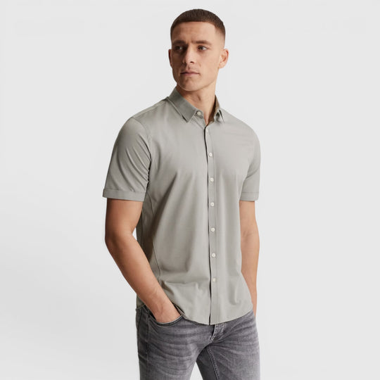 54% Katoen, 46% Polyester Cast Iron Overhemd Lichtgewicht Jersey Mirage Grey