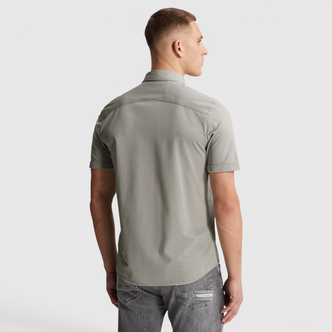 54% Katoen, 46% Polyester Cast Iron Overhemd Lichtgewicht Jersey Mirage Grey