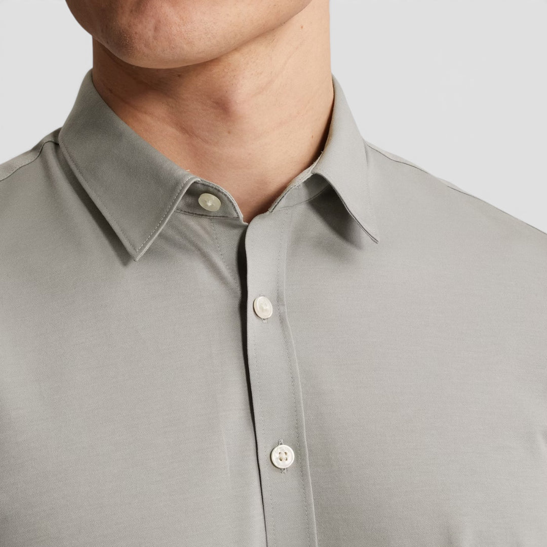 54% Katoen, 46% Polyester Cast Iron Overhemd Lichtgewicht Jersey Mirage Grey