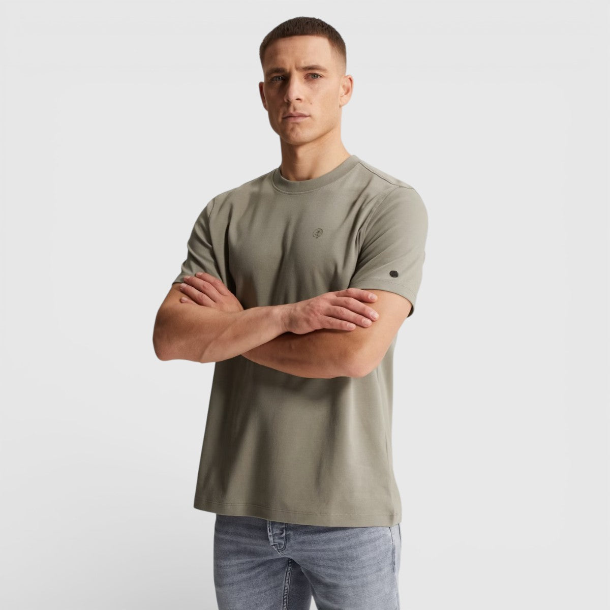 CTSS2602510-6478 Cast Iron Crewneck Regular Fit Interlock Dried Sage / Khaki