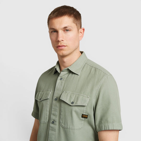 D19751-D454-B565 G-Star RAW Marine Slim Overhemd Light Orphus Garment Dyed / Groen
