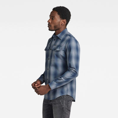 d20165 d412 g092 marine slim shirt  g-star overhemd rank blue crop1