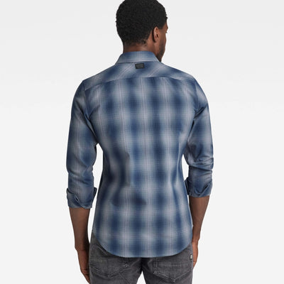 d20165 d412 g092 marine slim shirt  g-star overhemd rank blue back