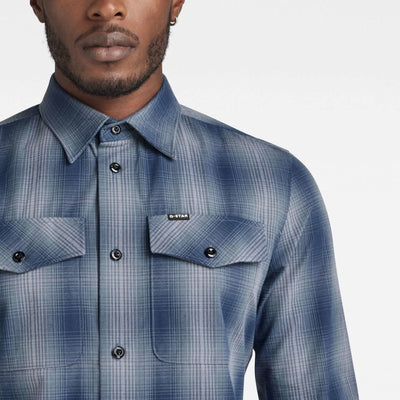 d20165 d412 g092 marine slim shirt  g-star overhemd rank blue crop3