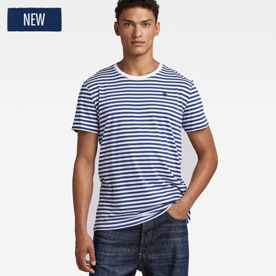stripe tee d23167-c339-d022 g-star t-shirt white blue