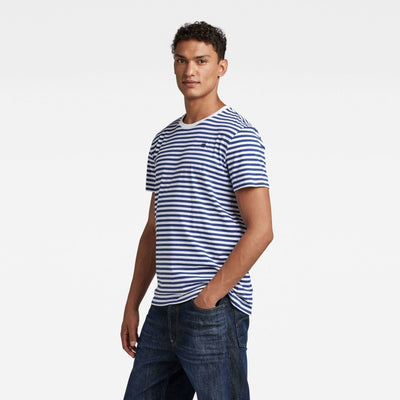 stripe tee d23167-c339-d022 g-star t-shirt white blue side