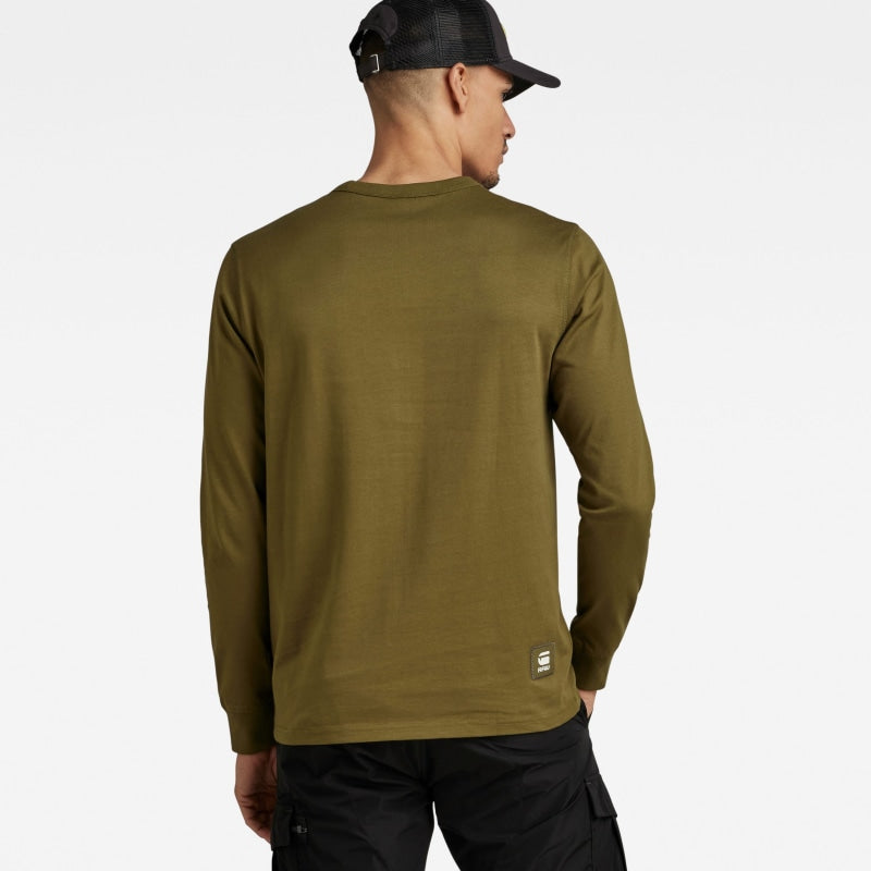 d23455 c336 c744 premium base long sleeve g-star t-shirt dark olive back