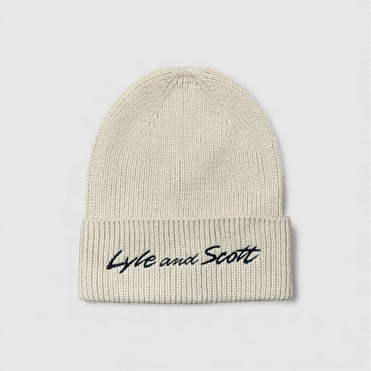 HE1931V-W827 Lyle & Scott Embroidery Baseball Beanie Viaduct / Ecru