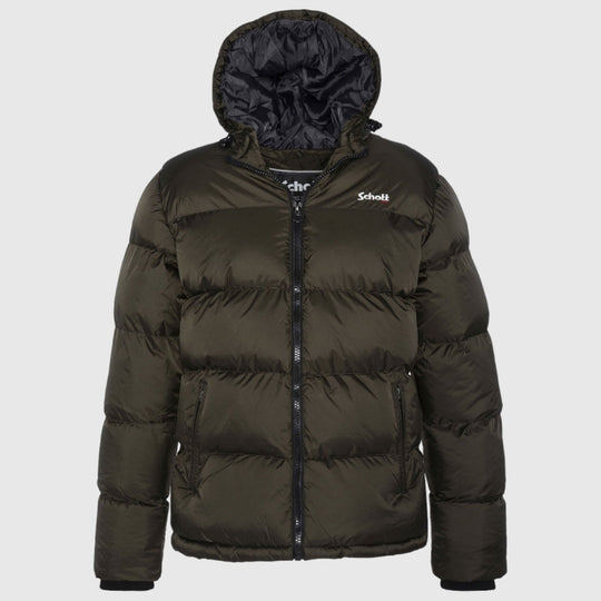 IDAHO2-KHAKI Schott NYC® Hooded Puffer Jacket