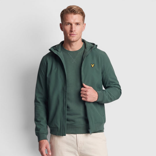 JK2110V-X311 Lyle & Scott Fleece Back Softshell Jacket Argyle Teal