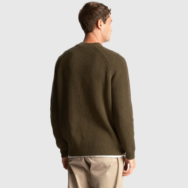 kn1701v w485 shaker stitch mock neck jumper lyle & scott trui olive back