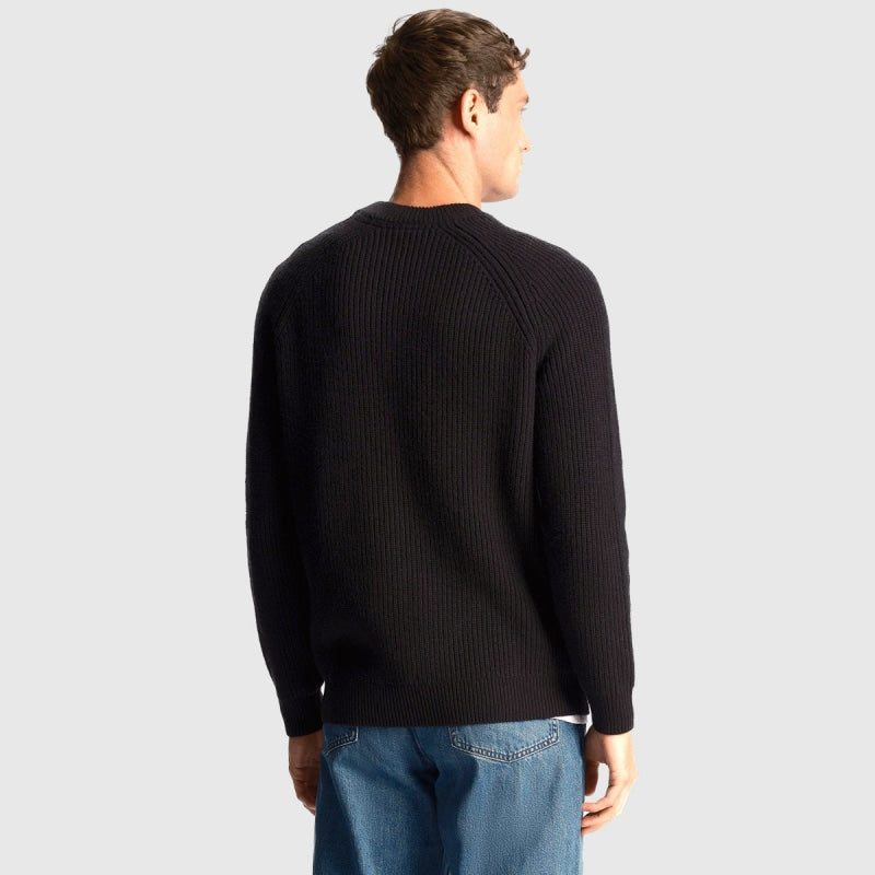 kn1701v z865 shaker stitch mock neck jumper lyle & scott trui black back