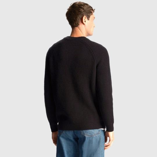 kn1701v z865 shaker stitch mock neck jumper lyle & scott trui black back