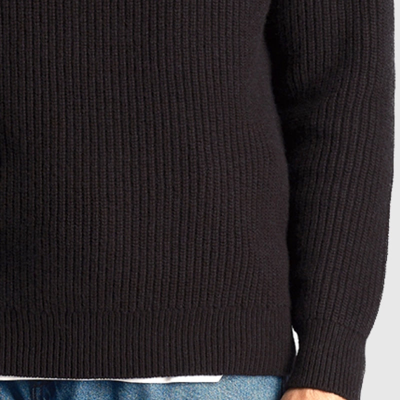 kn1701v z865 shaker stitch mock neck jumper lyle & scott trui black crop3