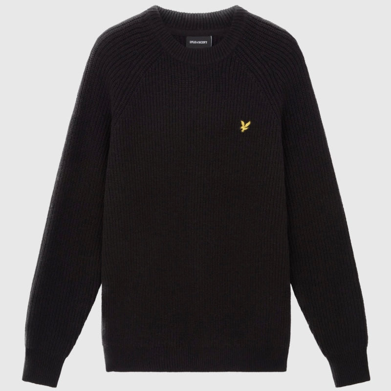 kn1701v z865 shaker stitch mock neck jumper lyle & scott trui black crop1