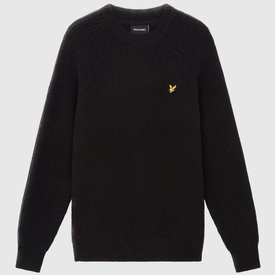 kn1701v z865 shaker stitch mock neck jumper lyle & scott trui black crop1