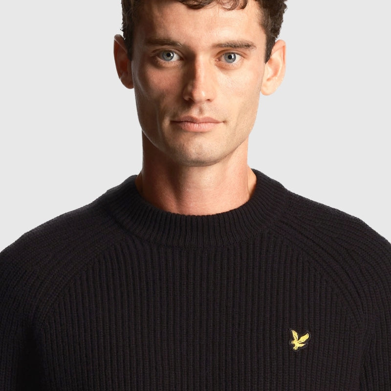 kn1701v z865 shaker stitch mock neck jumper lyle & scott trui black crop5
