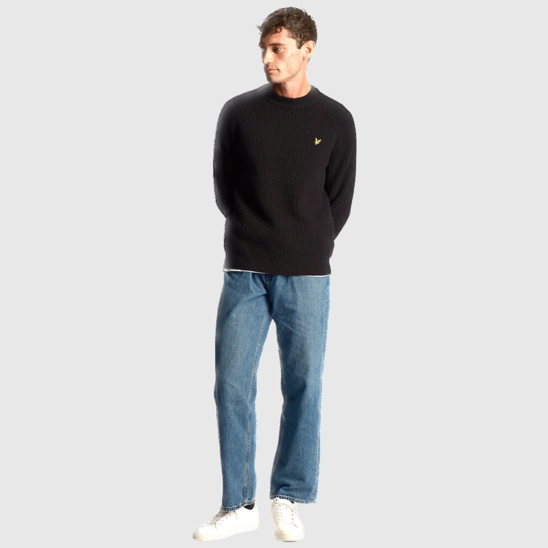kn1701v z865 shaker stitch mock neck jumper lyle & scott trui black crop6