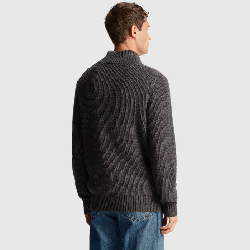 kn1712v 398 ribbed quarter zip jumper lyle & scott polo charcoal marl back