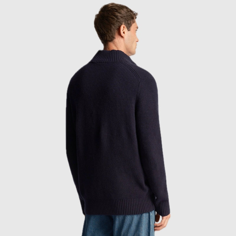 kn1712v z271 ribbed quarter zip jumper lyle & scott polo dark navy back