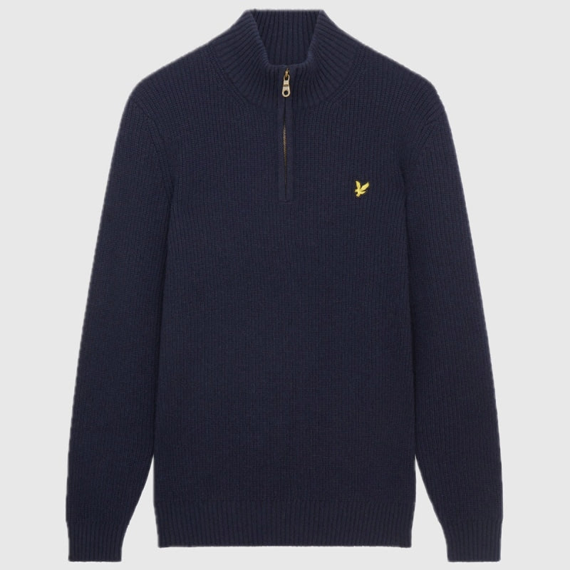kn1712v z271 ribbed quarter zip jumper lyle & scott polo dark navy crop7