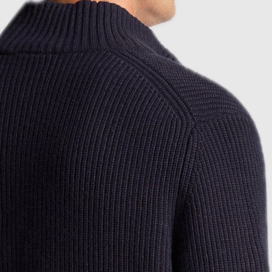 kn1712v z271 ribbed quarter zip jumper lyle & scott polo dark navy crop3