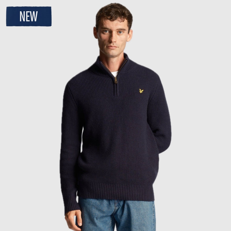 kn1712v z271 ribbed quarter zip jumper lyle & scott polo dark navy
